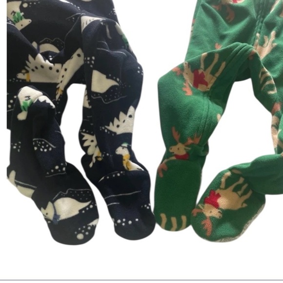 Two PJS: Carter's and Child of Mine Christmas Pj Toddler Sz 2T green and blue - Picture 5 of 6